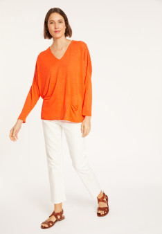  	T-shirt ample en lin flammé - Balou 8071 papaye - 15 Orange