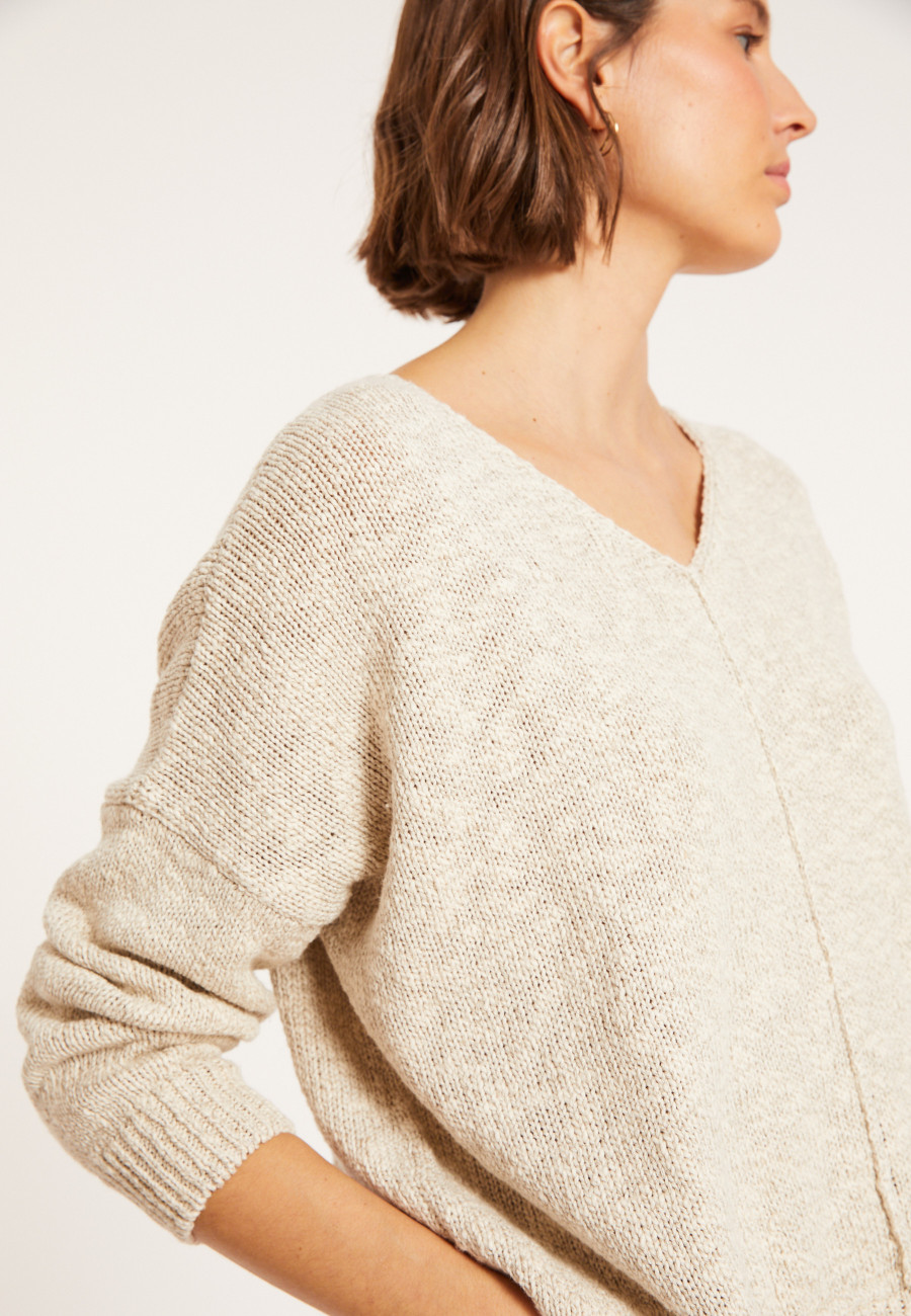 Loose cotton and linen jumper - Nathalie