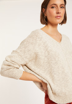 Pull ample coton et lin - Thalie 8001 ecru - 82 Ecru