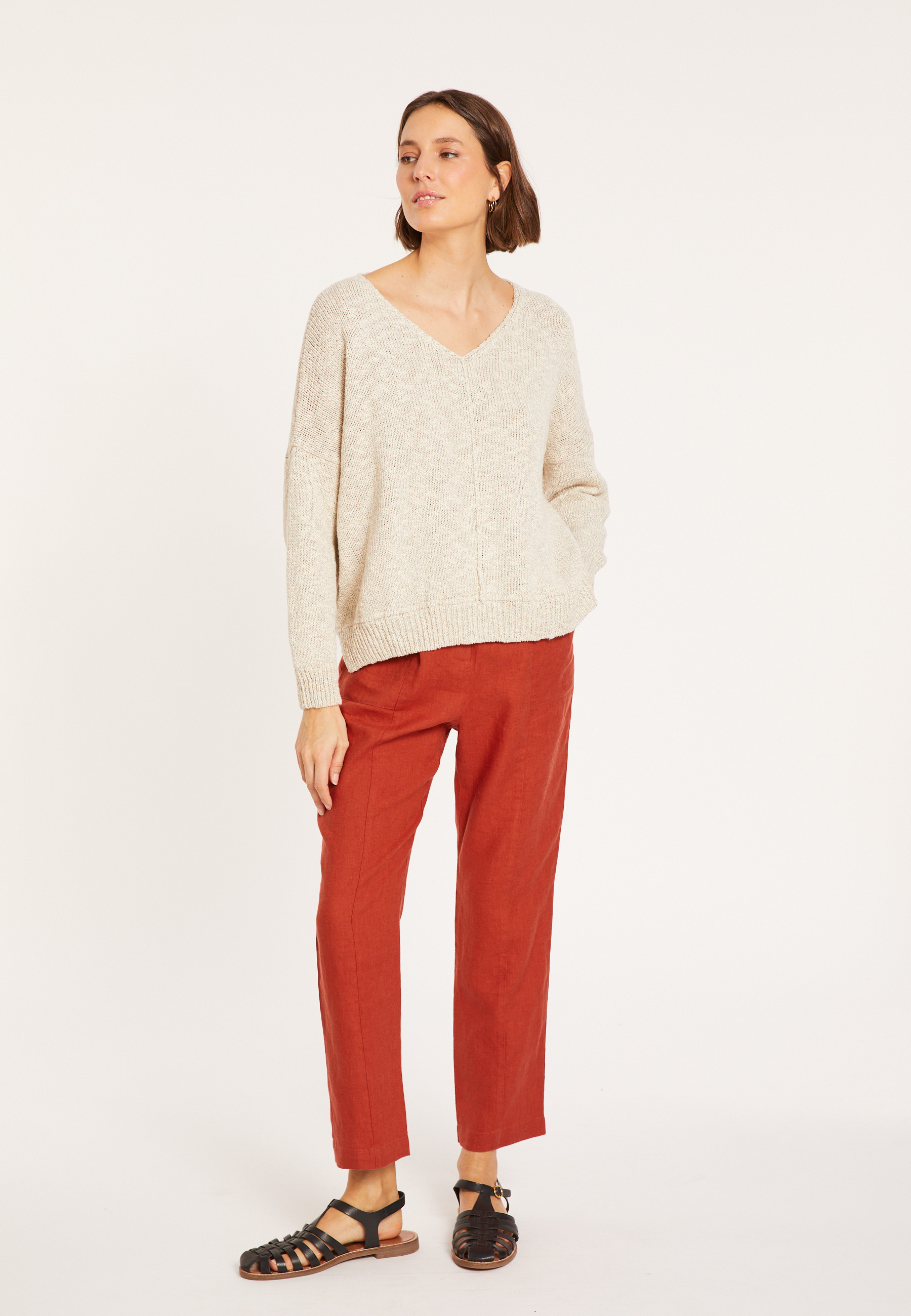 Pull ample coton et lin - Thalie 8001 ecru - 82 Ecru