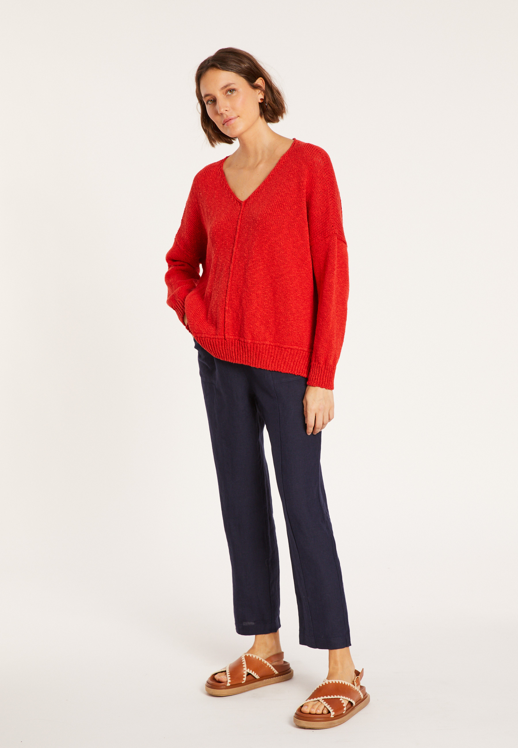 Loose cotton and linen jumper - Thalie