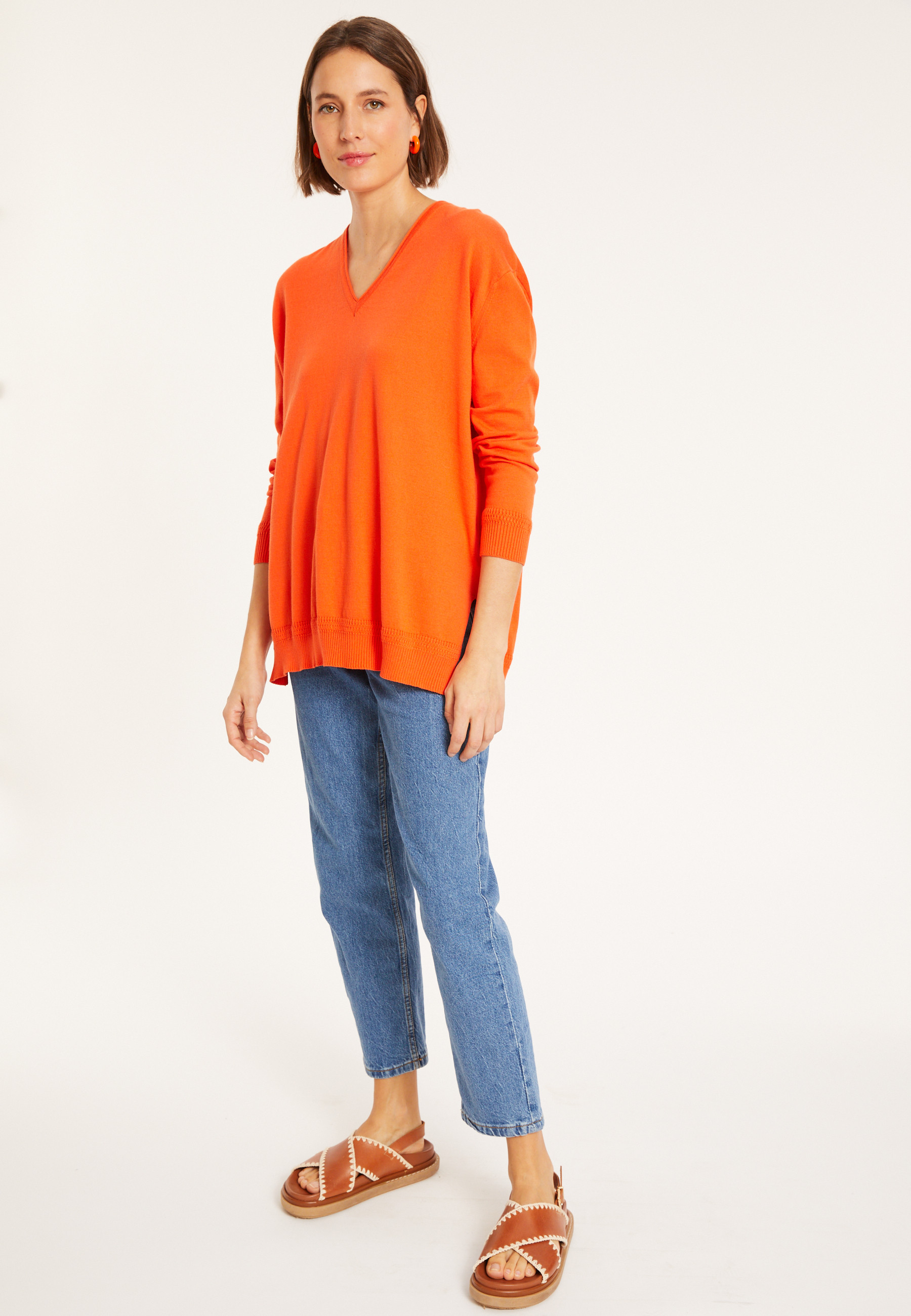 Pull ample col V en coton - Meve