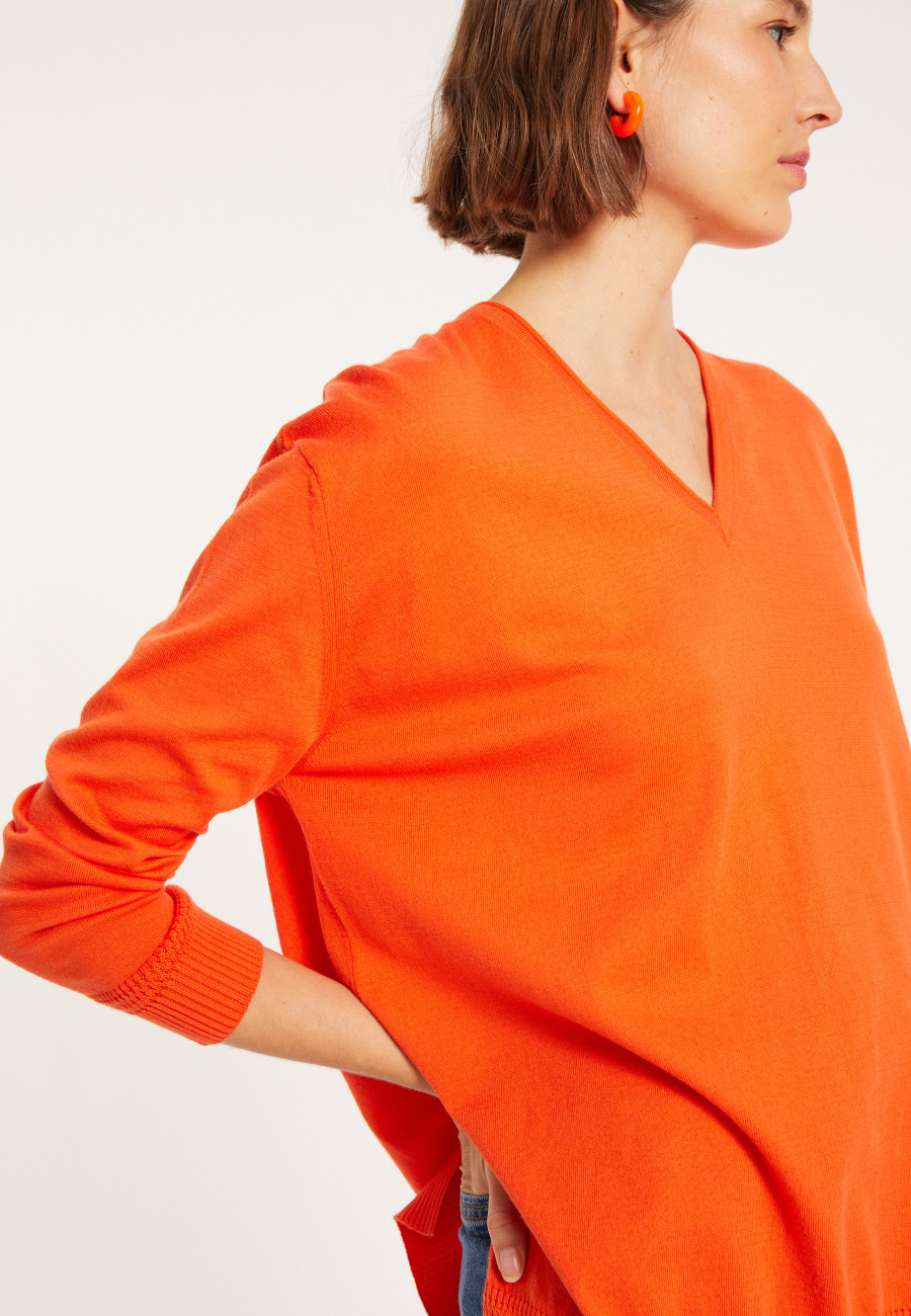 Pull amplo col V em algodão - Meve