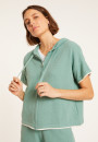 Short sleeve brushed cotton zip-up sweatshirt - Mackenzie