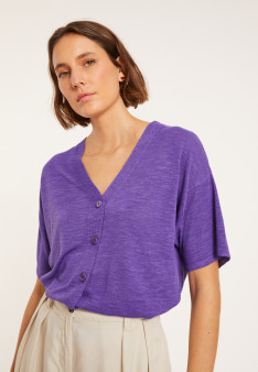 Flamed linen button-down t-shirt - Maddie