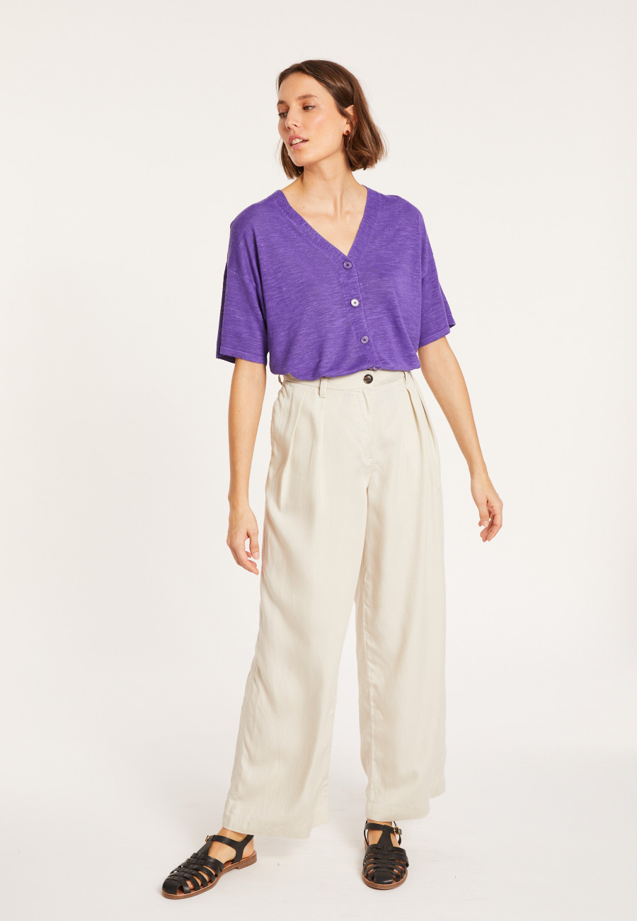 Flamed linen button-down t-shirt - Maddie