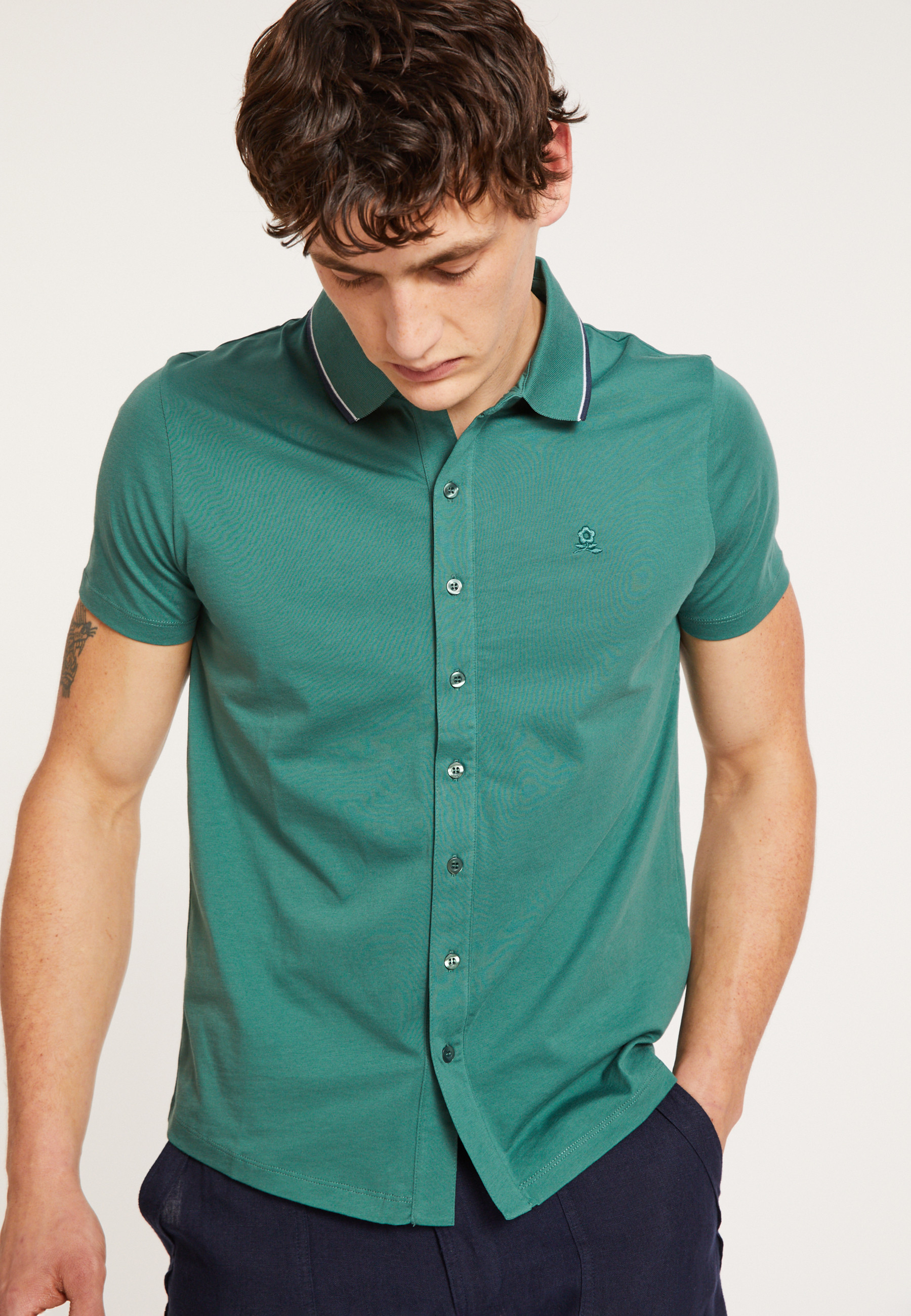Short-sleeved cotton jersey shirt - Baccara