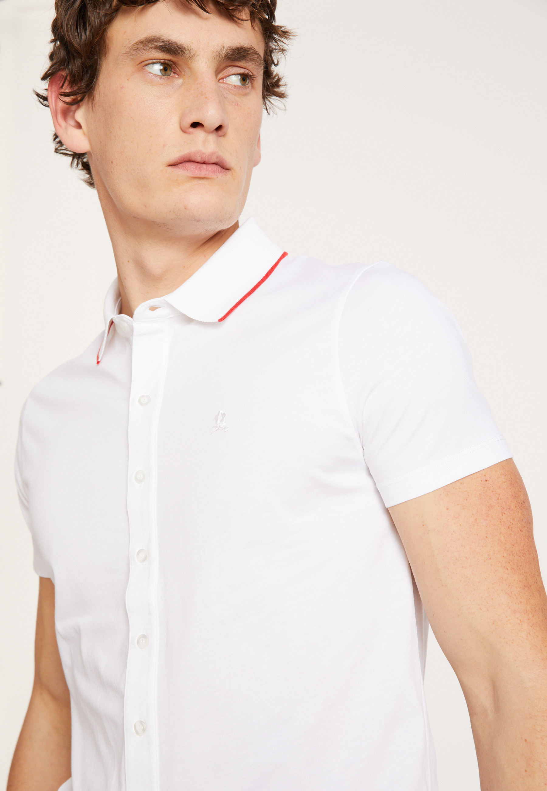 Chemise manches courtes en coton jersey - Baccara 6800 - 02 Blanc