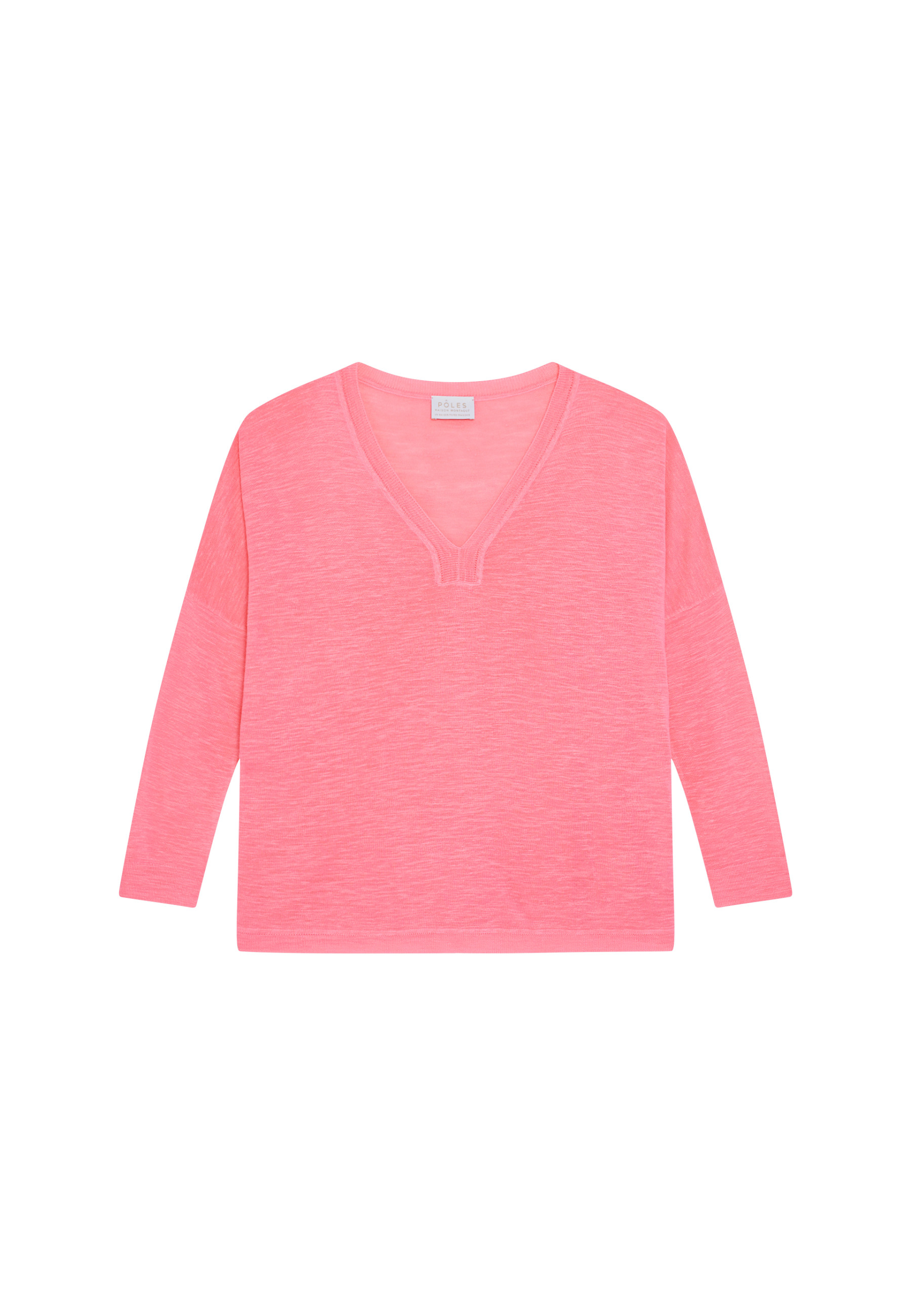 Oversized v-neck flamed linen t-shirt - Beja