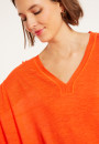 Oversized v-neck flamed linen t-shirt - Beja