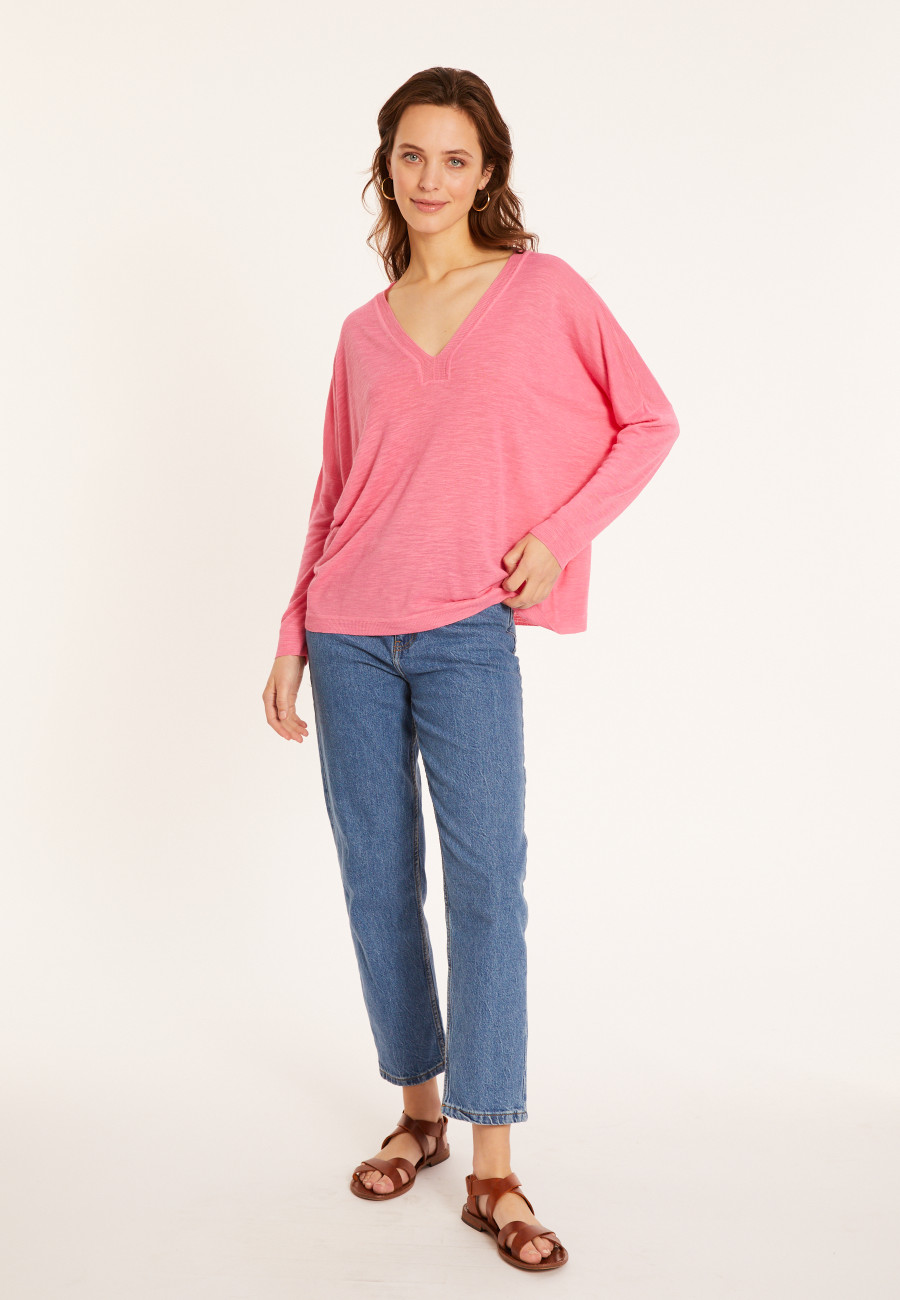 T-shirt col v en lin flammé - Beja