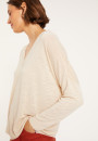 T-shirt oversize col v en lin flammé - Beja 8020 ficelle - 12 Beige clair