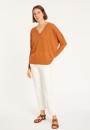 Oversized v-neck flamed linen t-shirt - Beja