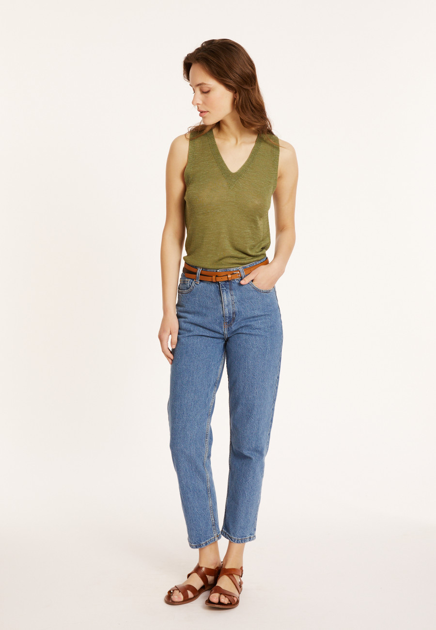 Slub linen tank top - Tahiti