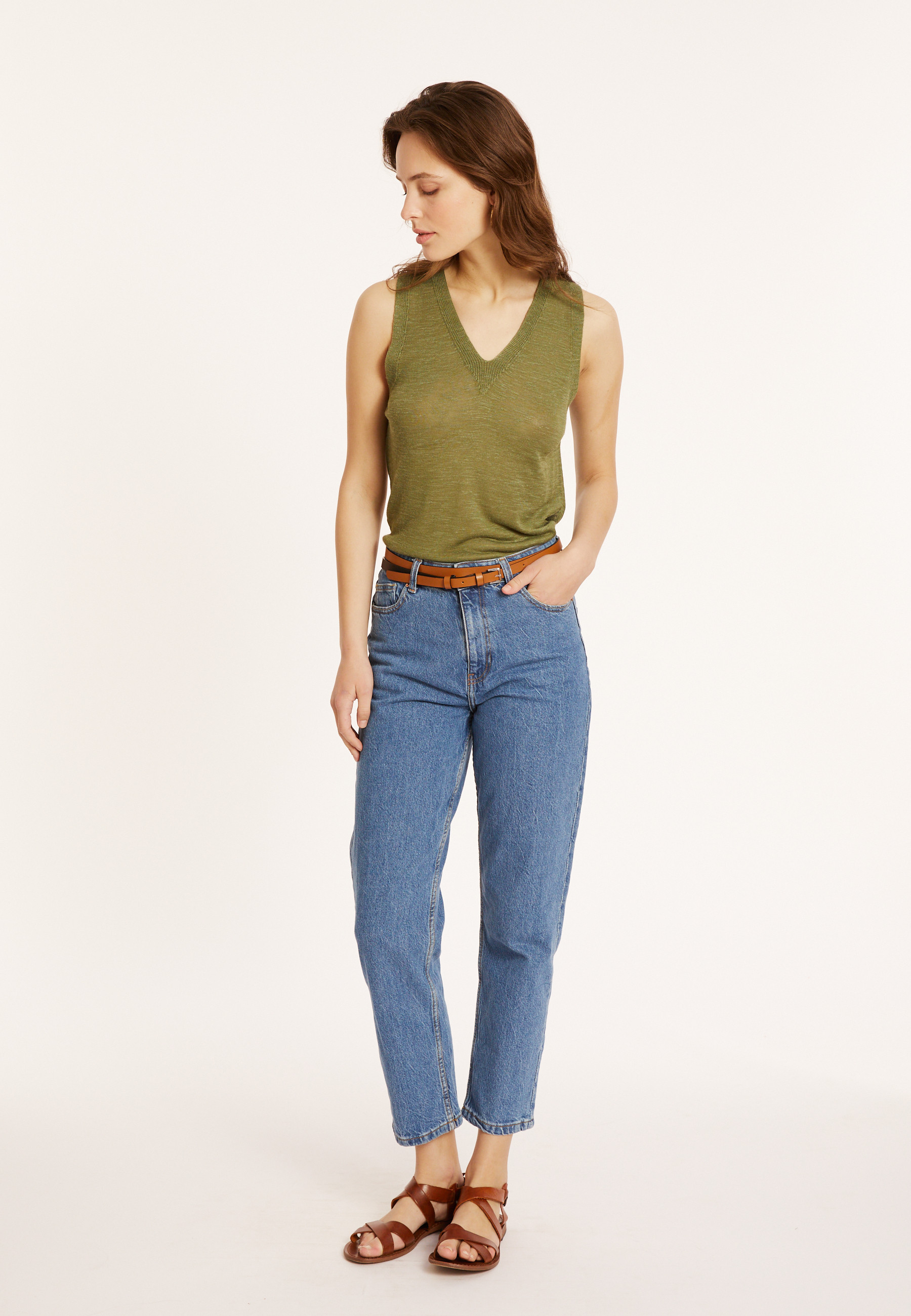 Slub linen tank top - Tahiti