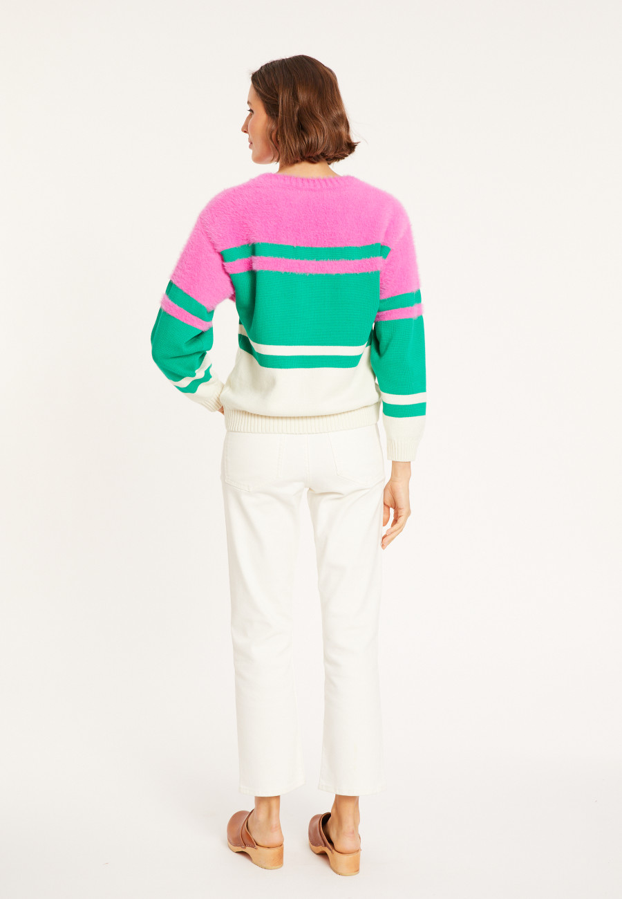 Three-colored cotton sweater - Mavrick