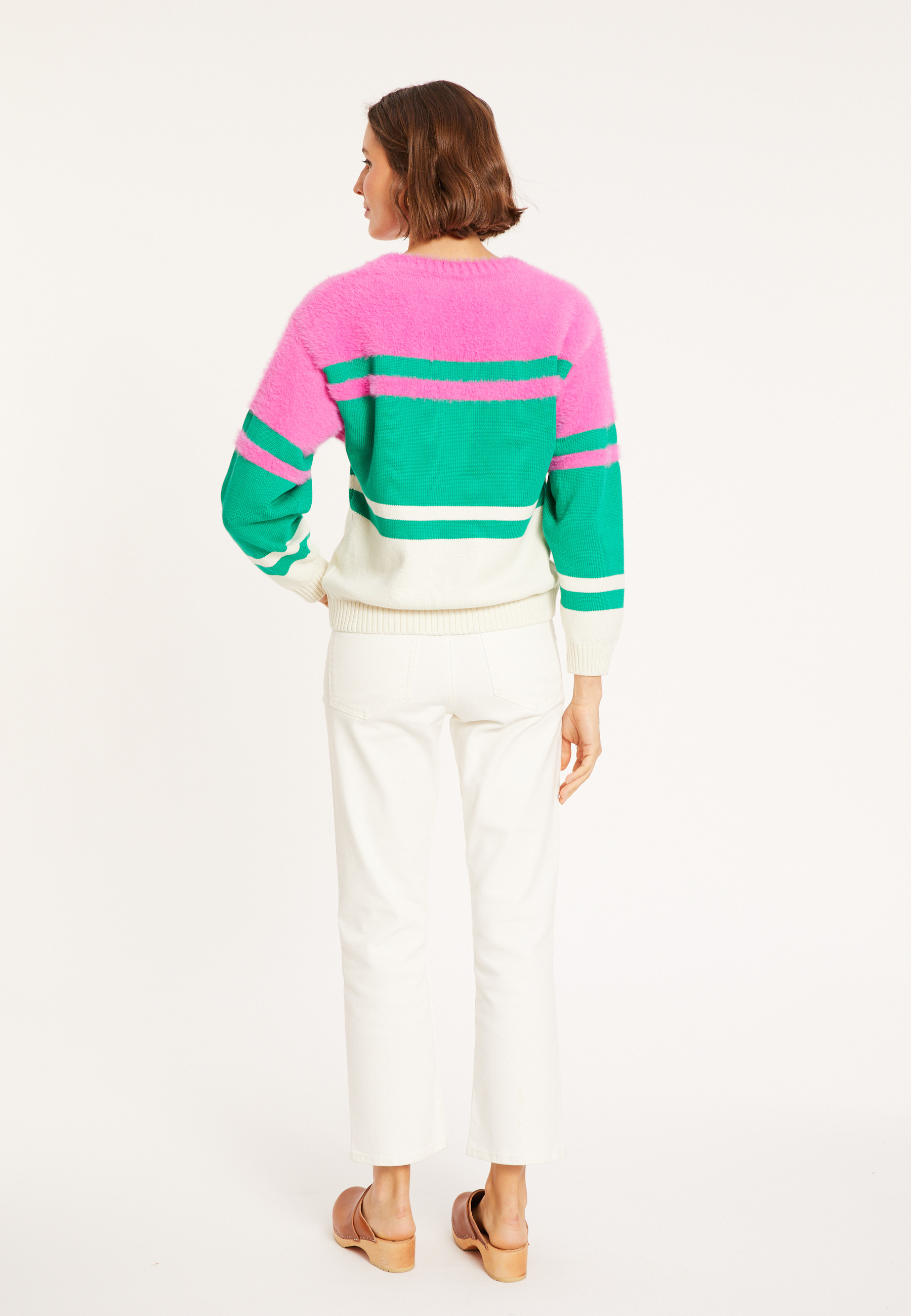 Pull tricolore en coton - Mavrick 8129 - 22 Vert moyen