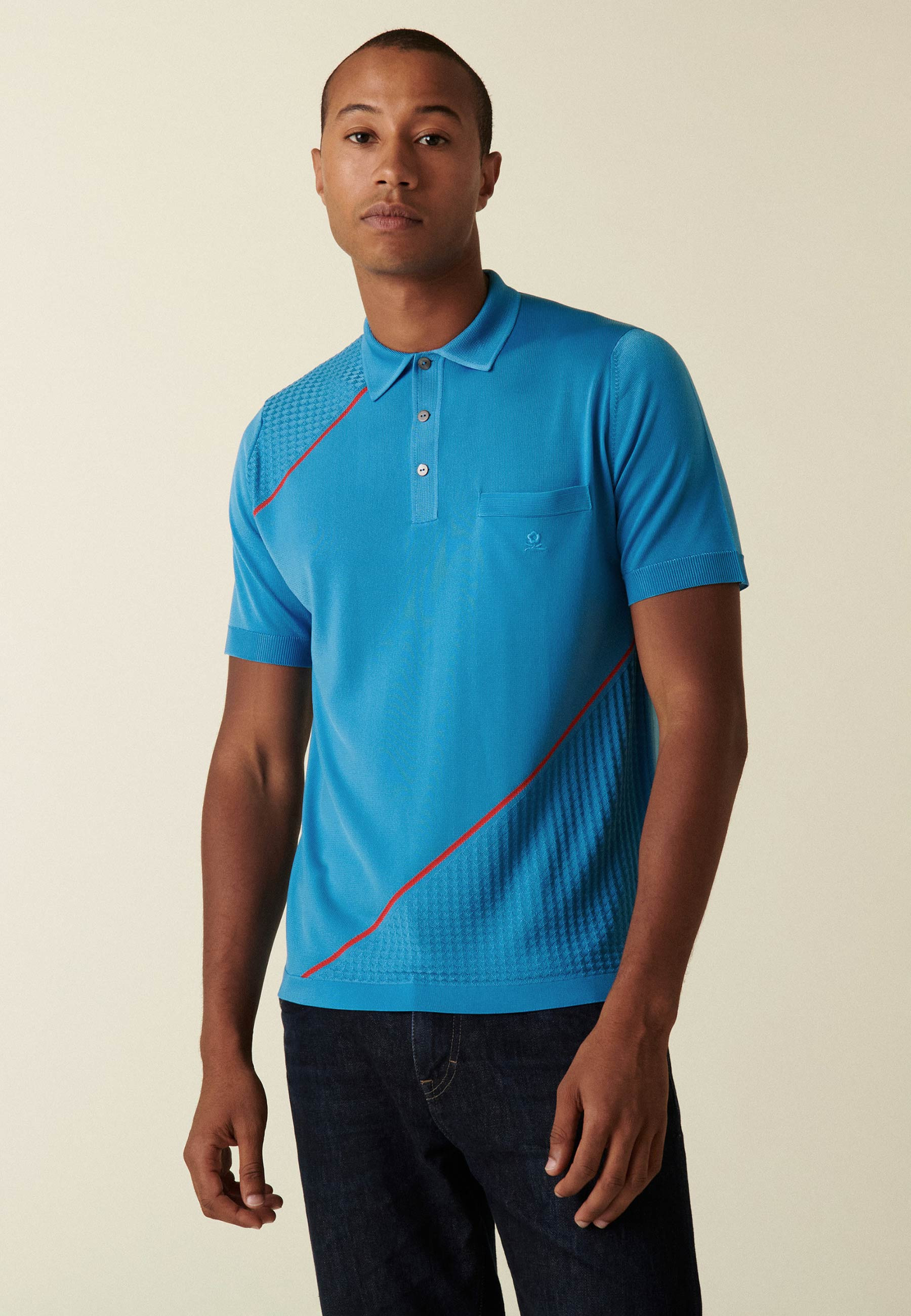  	Polo en Fil Lumière bicolore - Daly 2183 piscine - 06 Bleu moyen