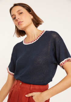 Linen T-shirt with round neck - Morwena