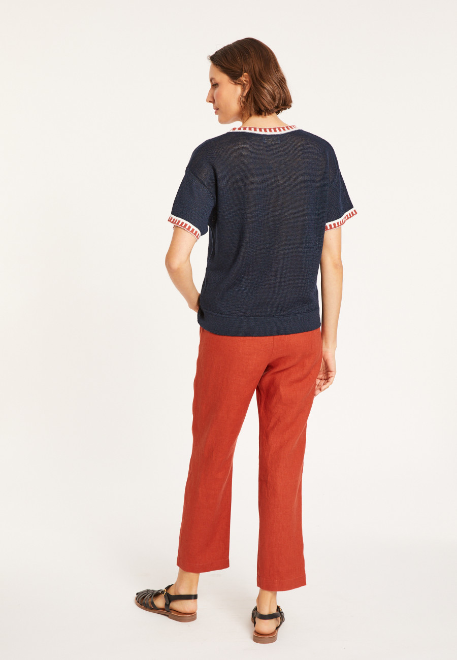 Linen T-shirt with round neck - Morwena