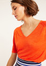 Flamed linen elbow sleeve t-shirt - Bonbon