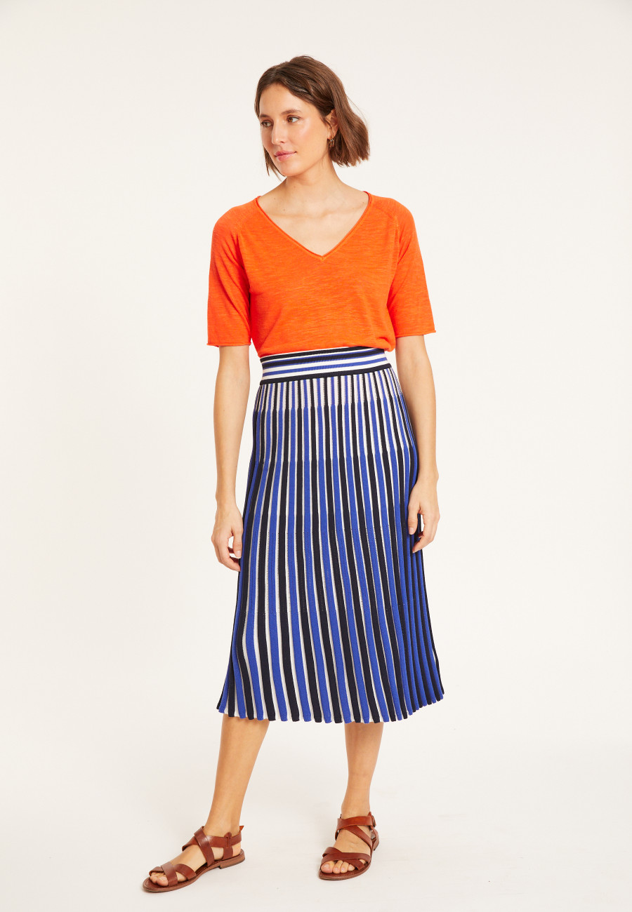 T-shirt manches coudes en lin flammé - Bonbon