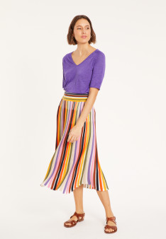 Flamed linen elbow sleeve t-shirt - Bonbon