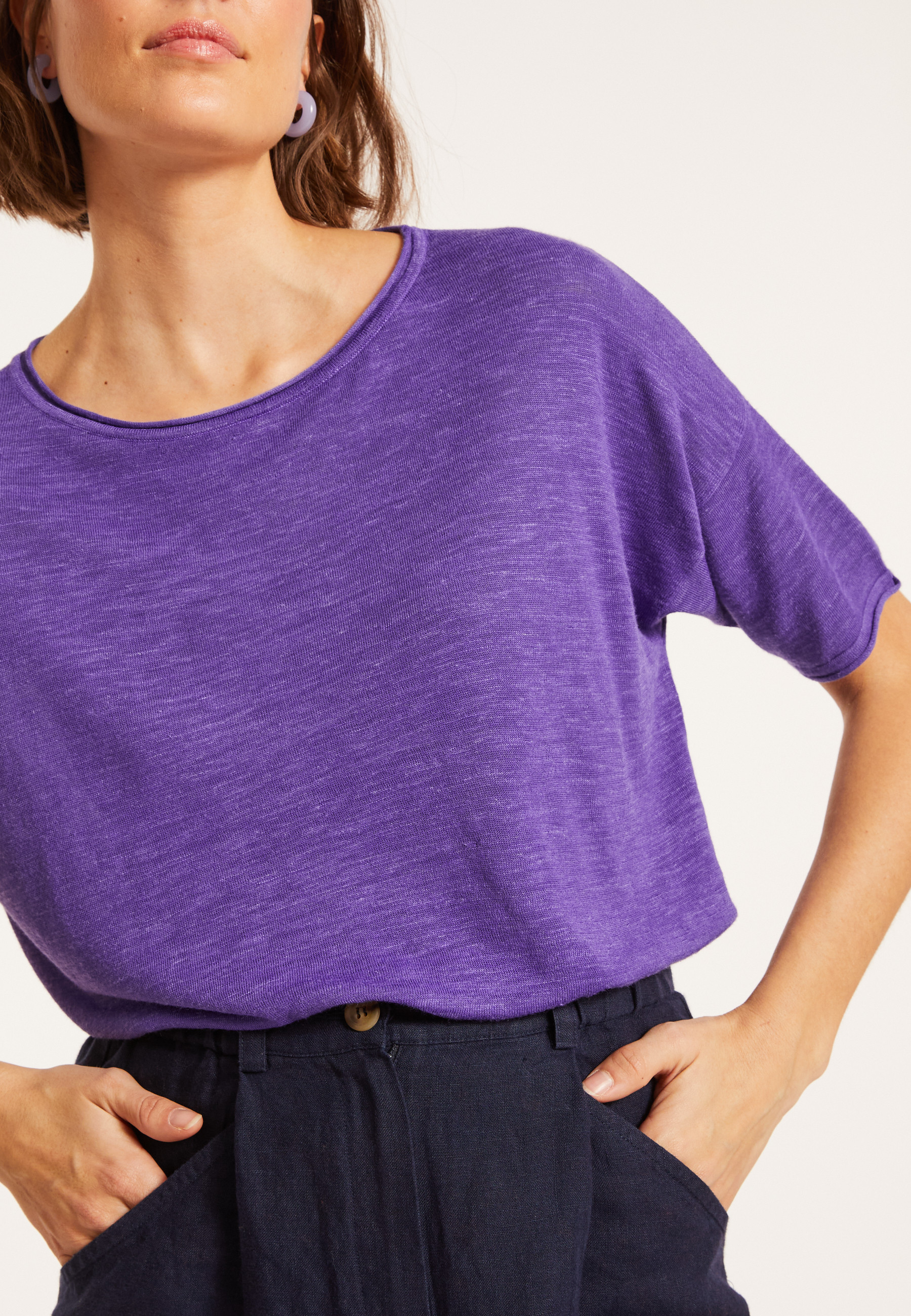 Flamed linen full sleeve elbow t-shirt - Taslim