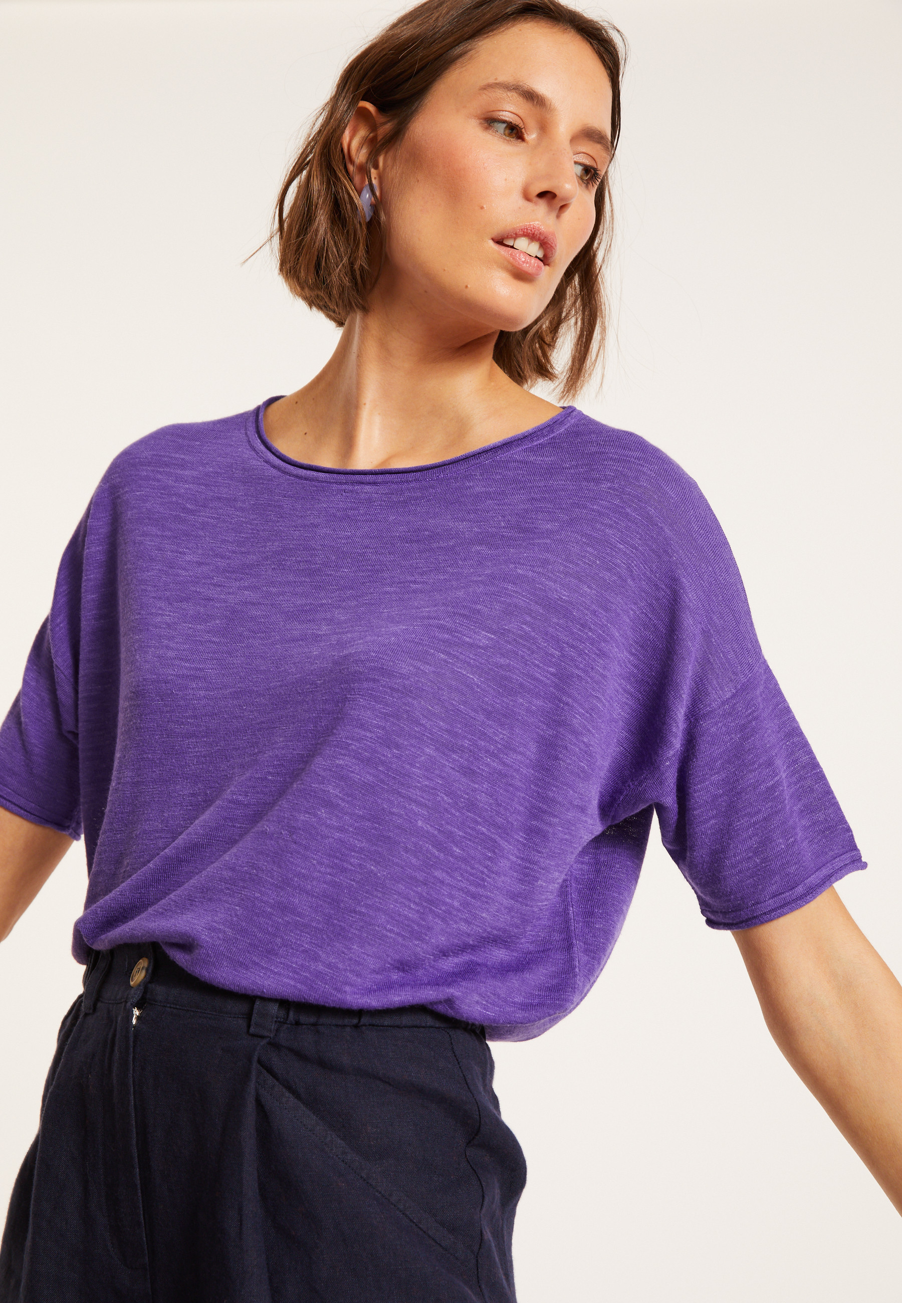Flamed linen full sleeve elbow t-shirt - Taslim