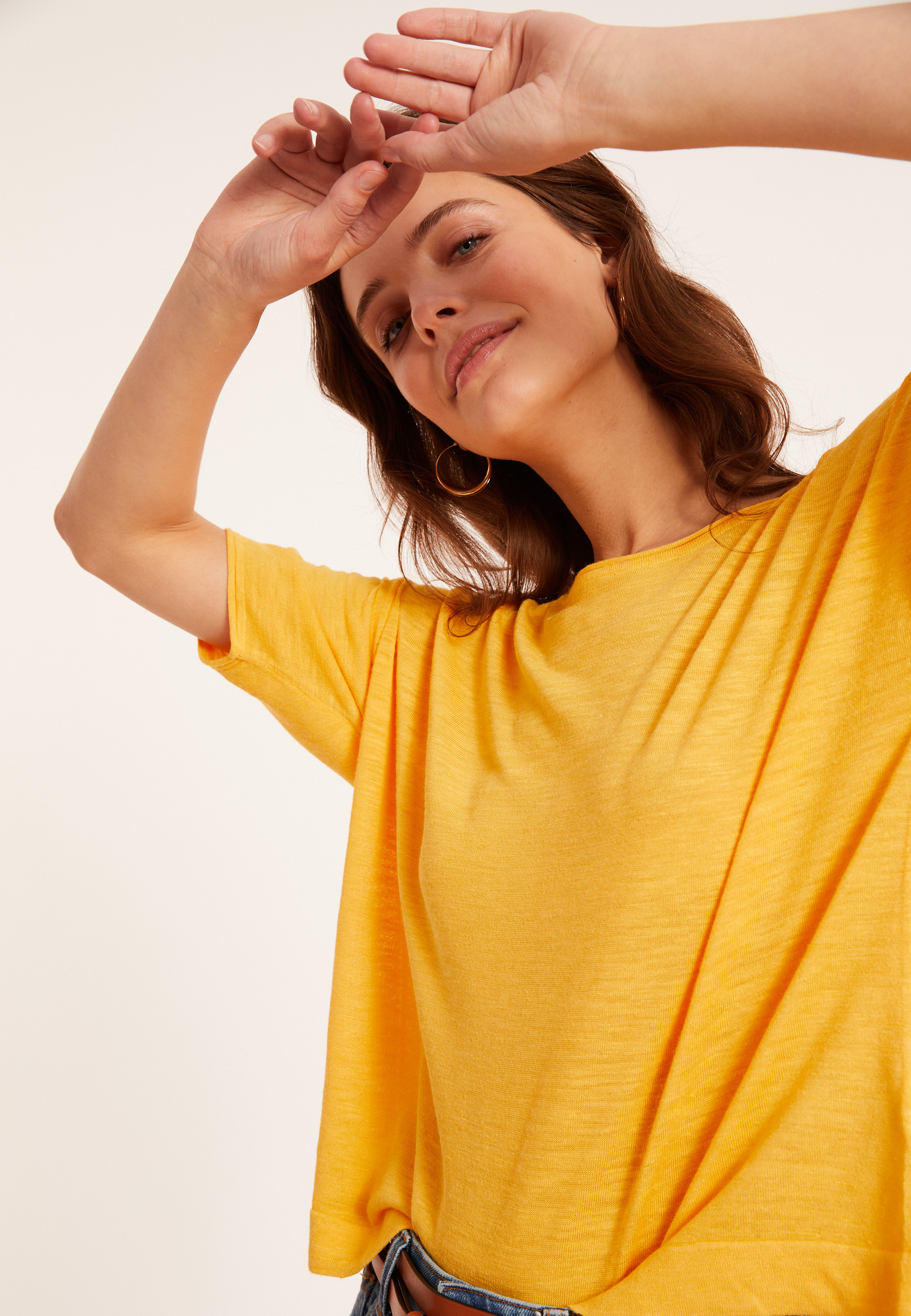 Flamed linen full sleeve elbow t-shirt - Taslim