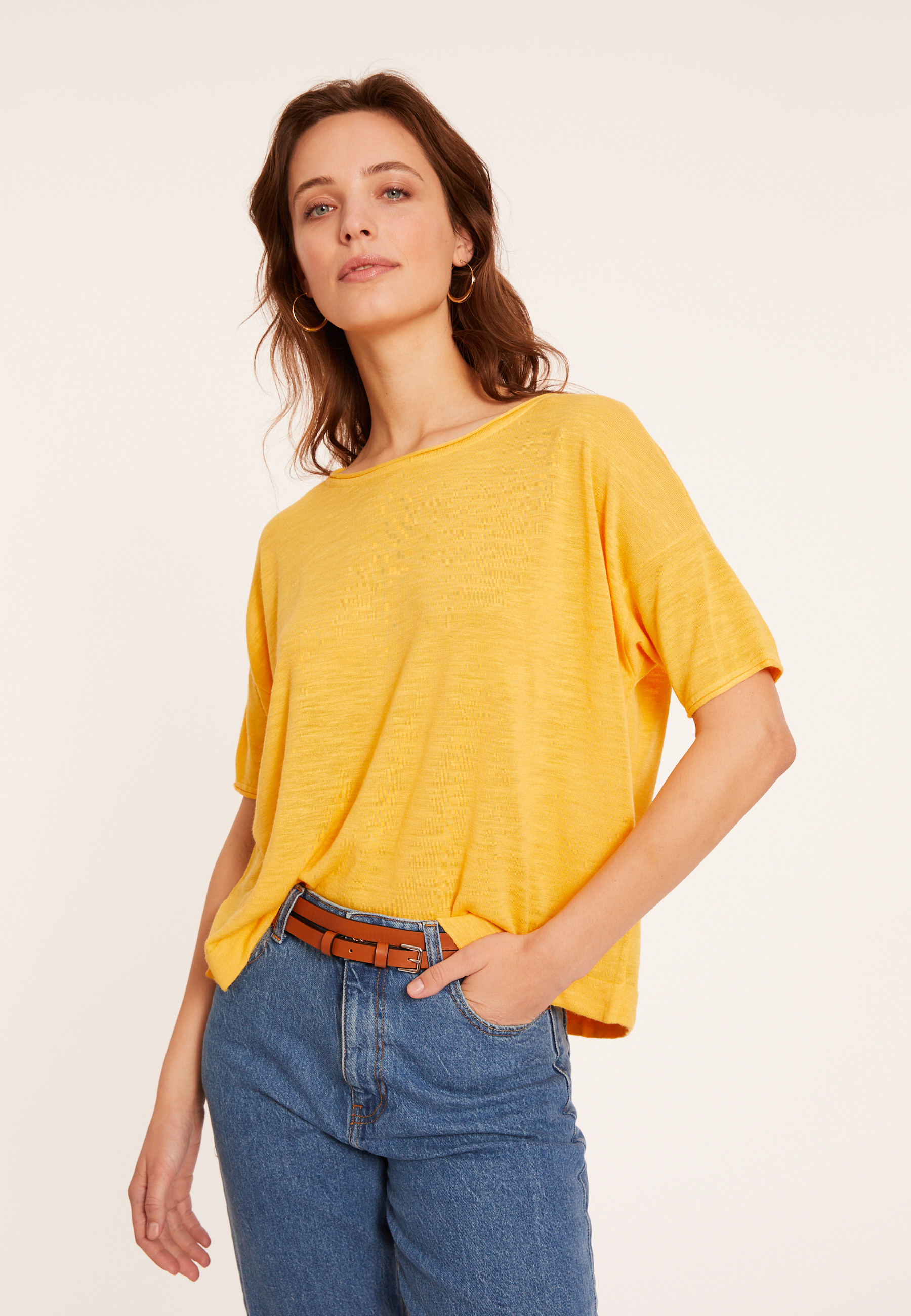 Flamed linen full sleeve elbow t-shirt - Taslim