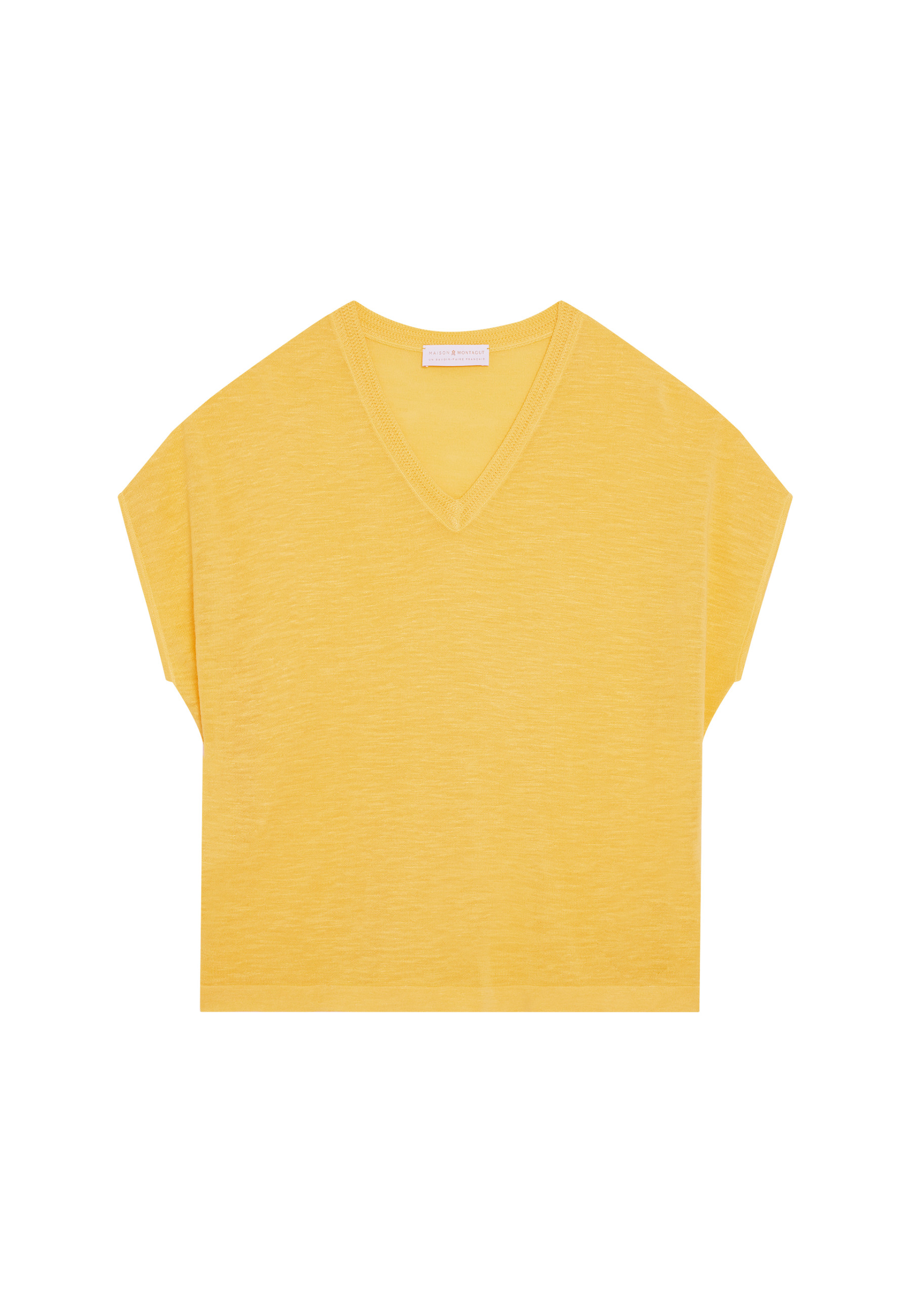 Flamed linen V-neck loose T-shirt - Marra