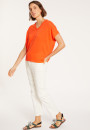 Flamed linen V-neck loose T-shirt - Marra
