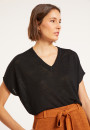 Flamed linen V-neck loose T-shirt - Marra