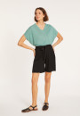 T-shirt ample col V en lin flammé - Marra 8052 - 94 Vert amande