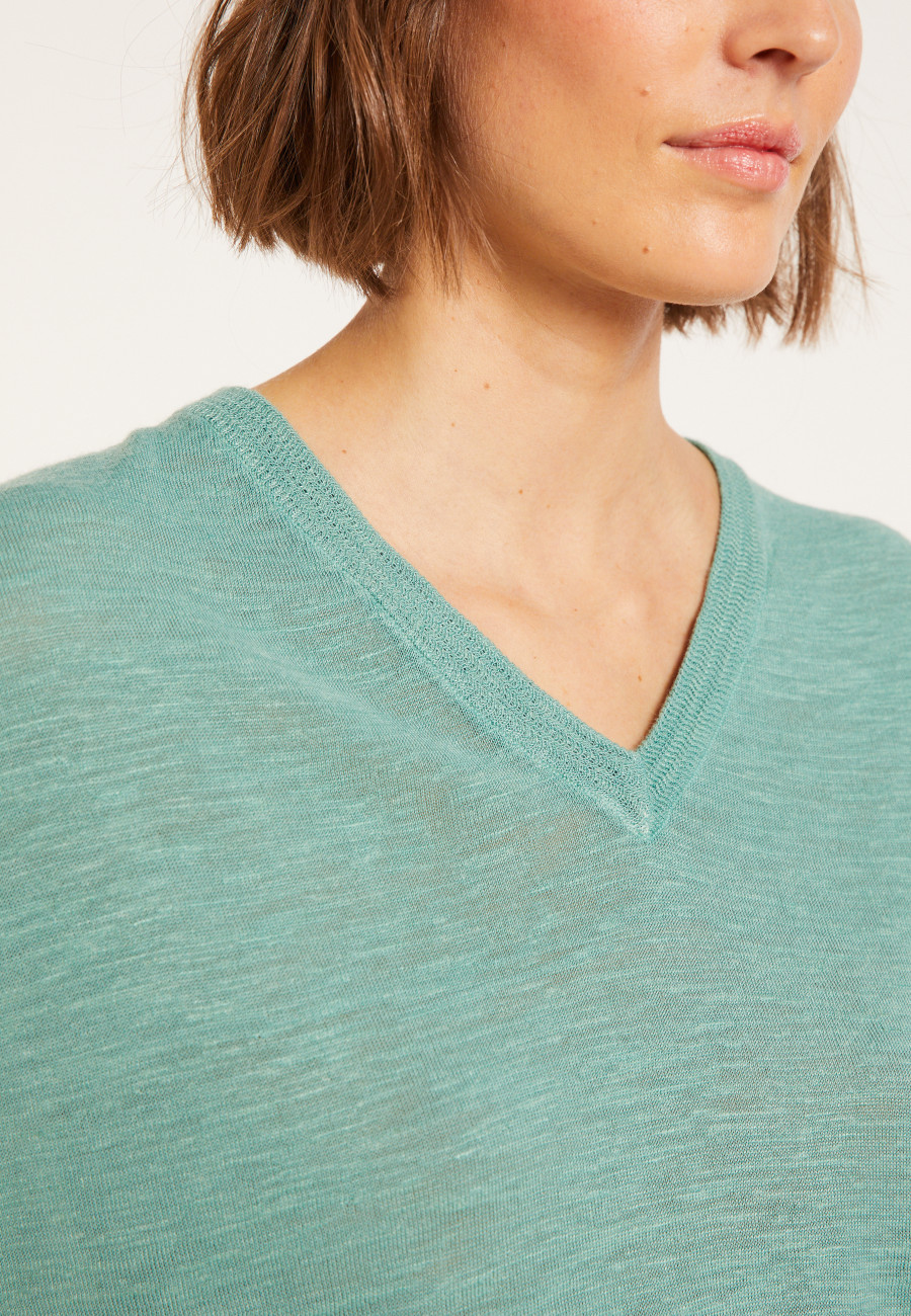 T-shirt col V en lin flammé - Marra