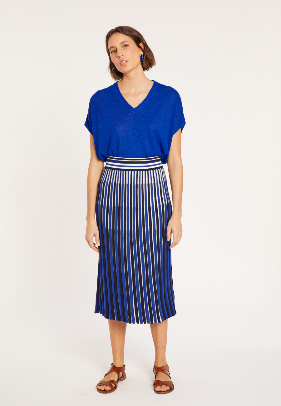 Flamed linen V-neck loose T-shirt - Marra