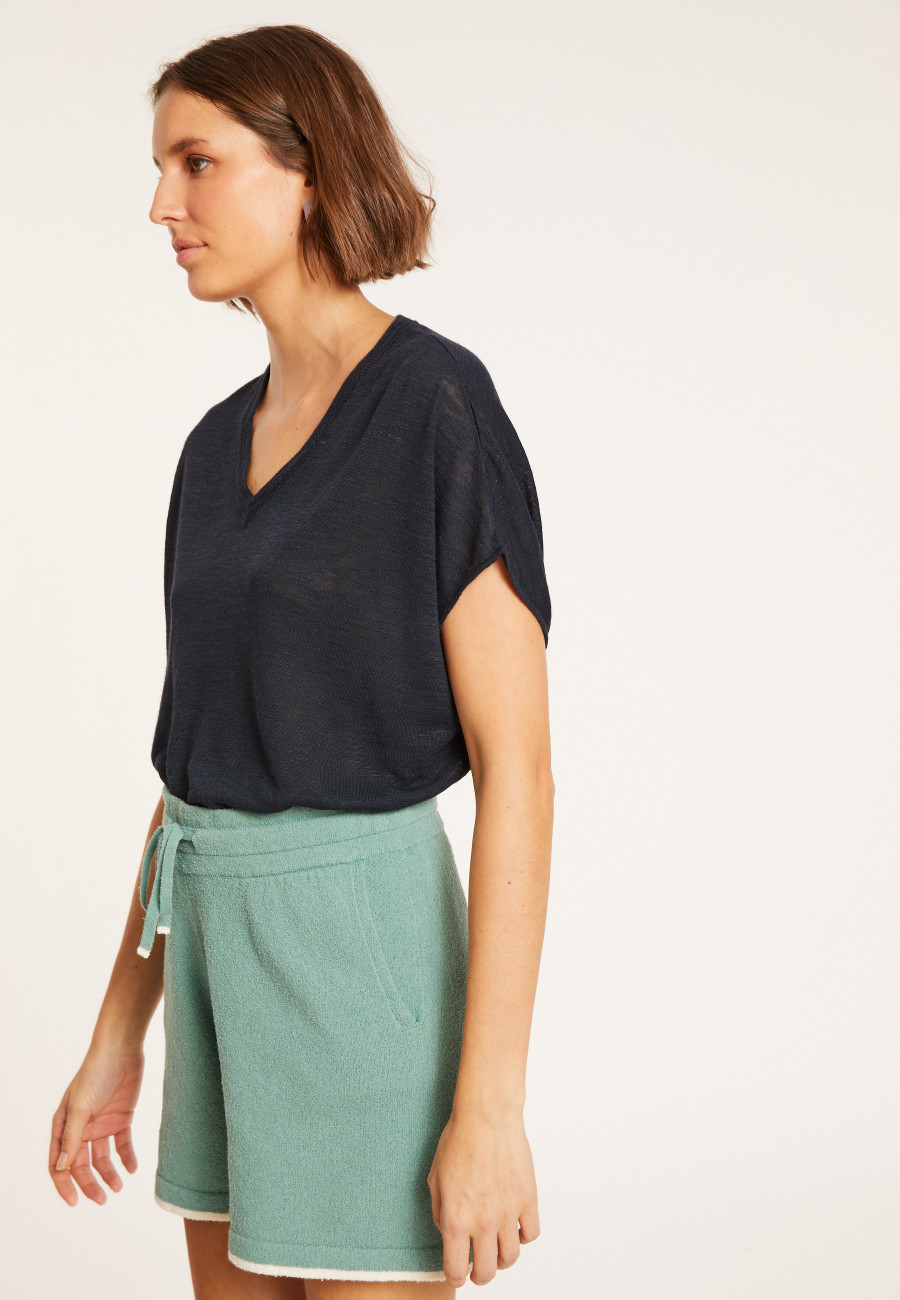 T-shirt col V en lin flammé - Marra