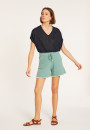 Flamed linen V-neck loose T-shirt - Marra