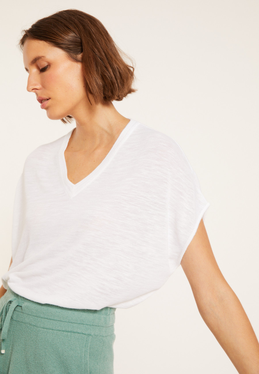 T-shirt col V en lin flammé - Marra