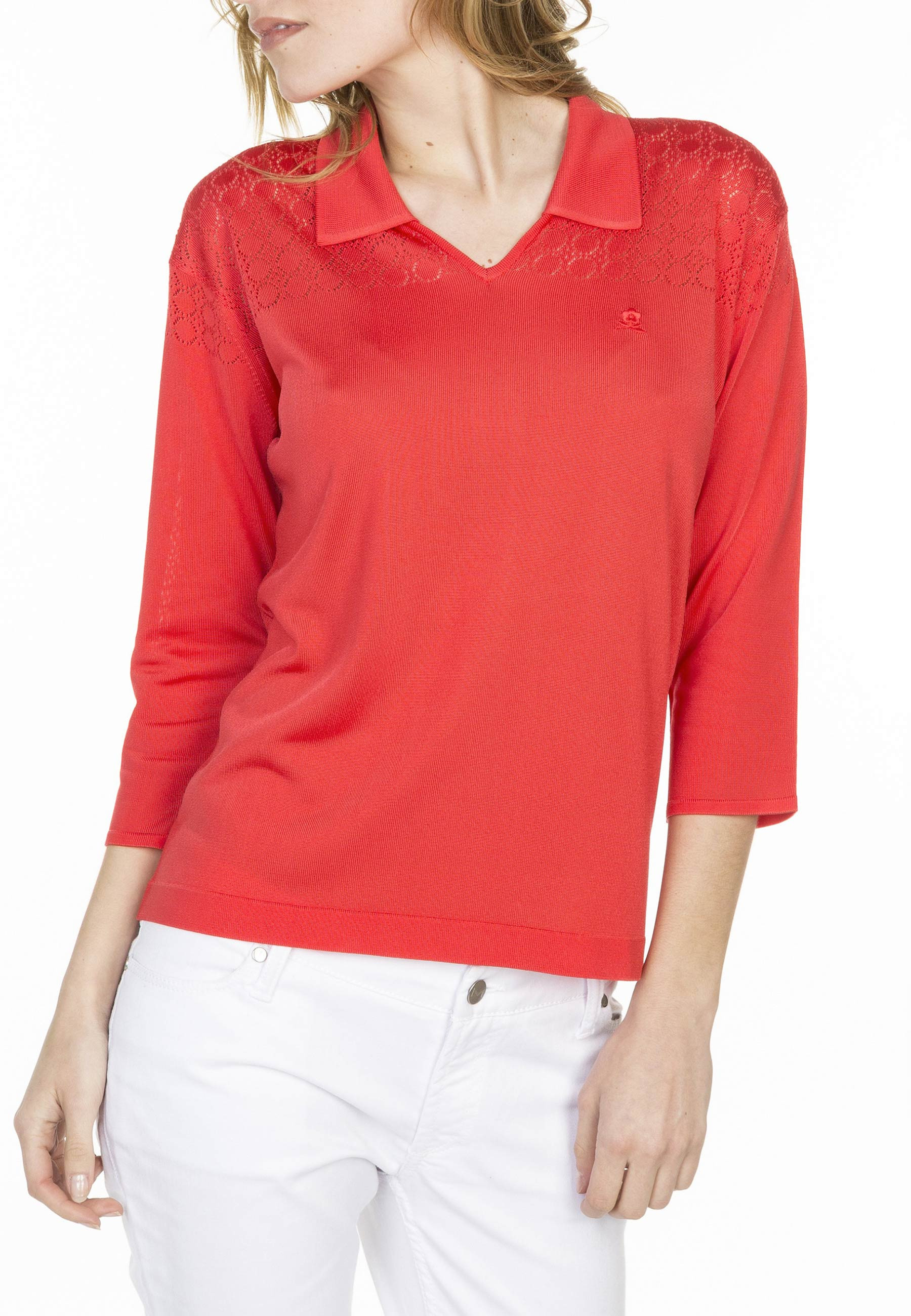 T-shirt col polo en Fil Lumière Lou 529 melba- 25 rose moyen