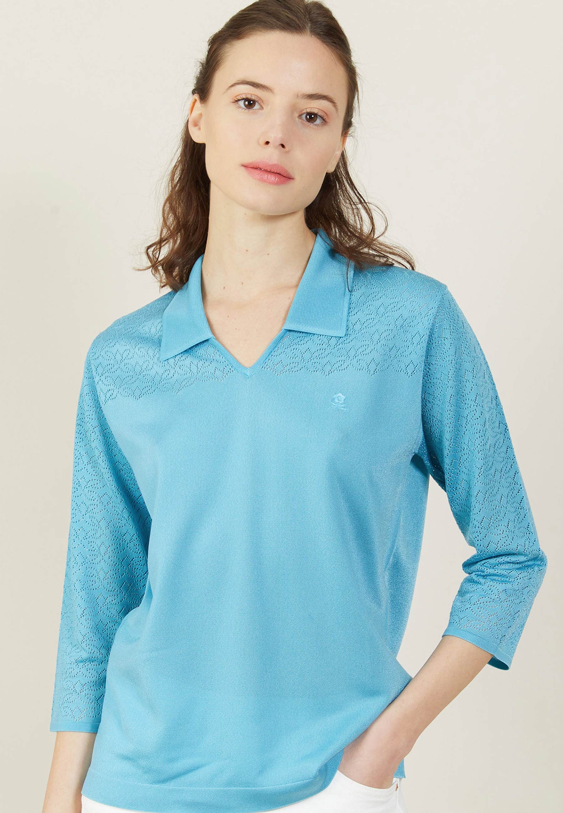 Polo ajouré manches 3/4 - Anaelle 4989 concierge - 51 Bordeaux