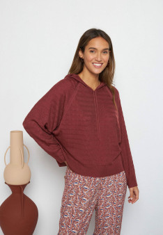Hoodie à capuche en Fil Lumière - Sylla 7630 argile - 51 Bordeaux