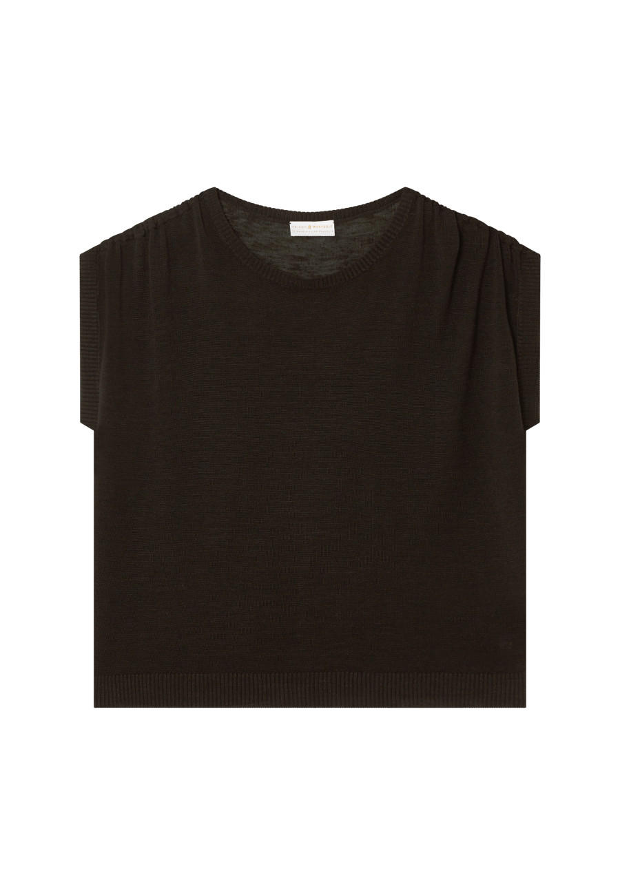 T-shirt en lin flammé - Marine