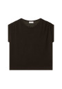 T-shirt en lin flammé resserrage épaules - Marine