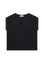 T-shirt en lin flammé resserrage épaules - Marine