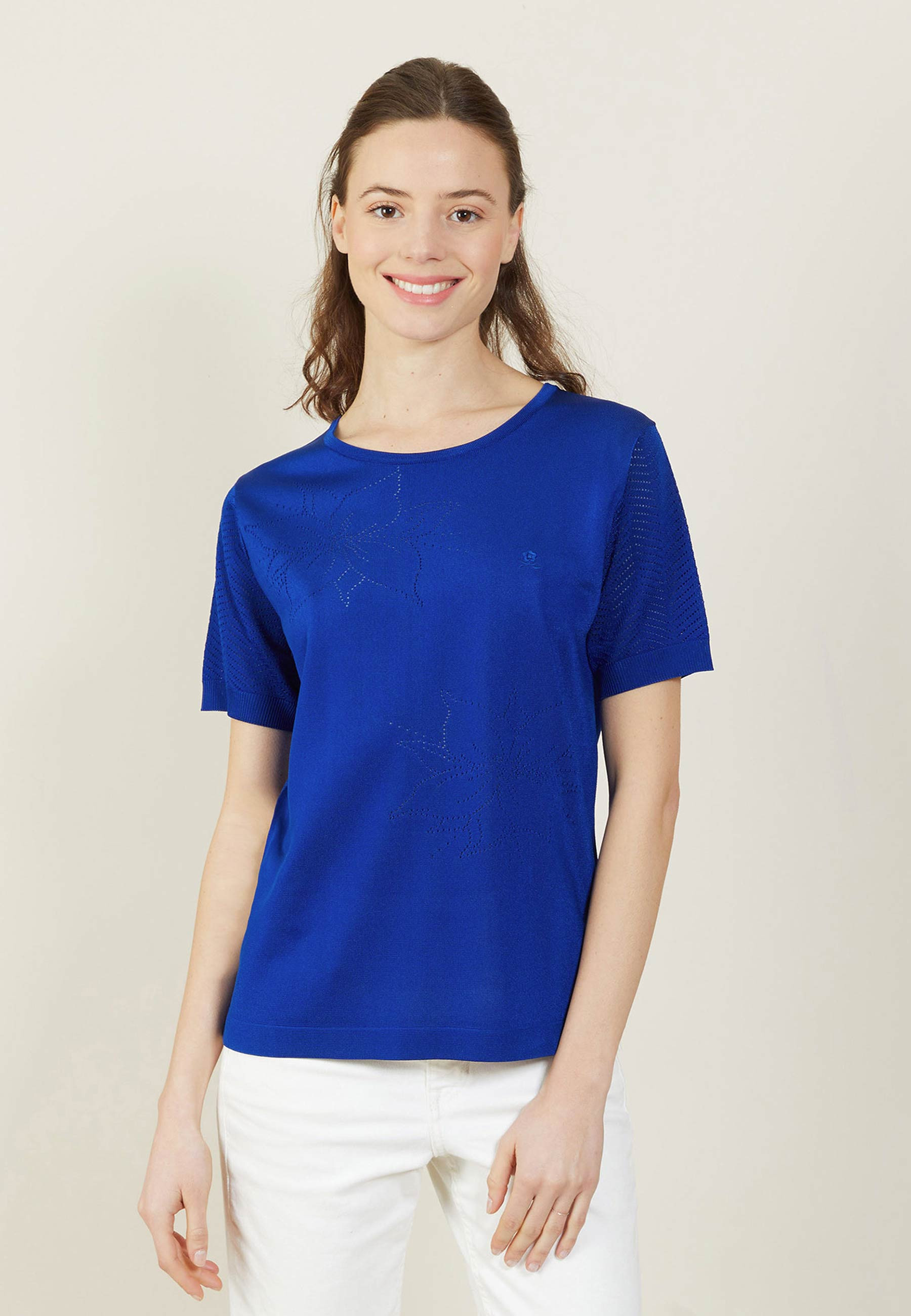 T-shirt manches courtes en Fil Lumière - Adeline 9983 basque - 52 Rouge