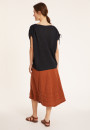 Flamed linen t-shirt with shoulders tightening - Marine