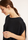 Flamed linen t-shirt with shoulders tightening - Marine