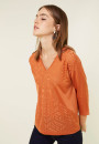 V-neck T-shirt with elbow-length sleeves in Fil Lumière - Elsa